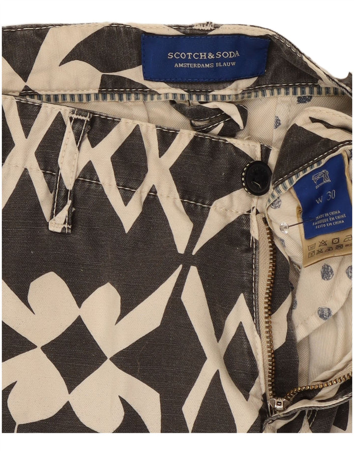 Scotch & Soda Herren Chinoshorts W30 mittelgraue geometrische Baumwolle