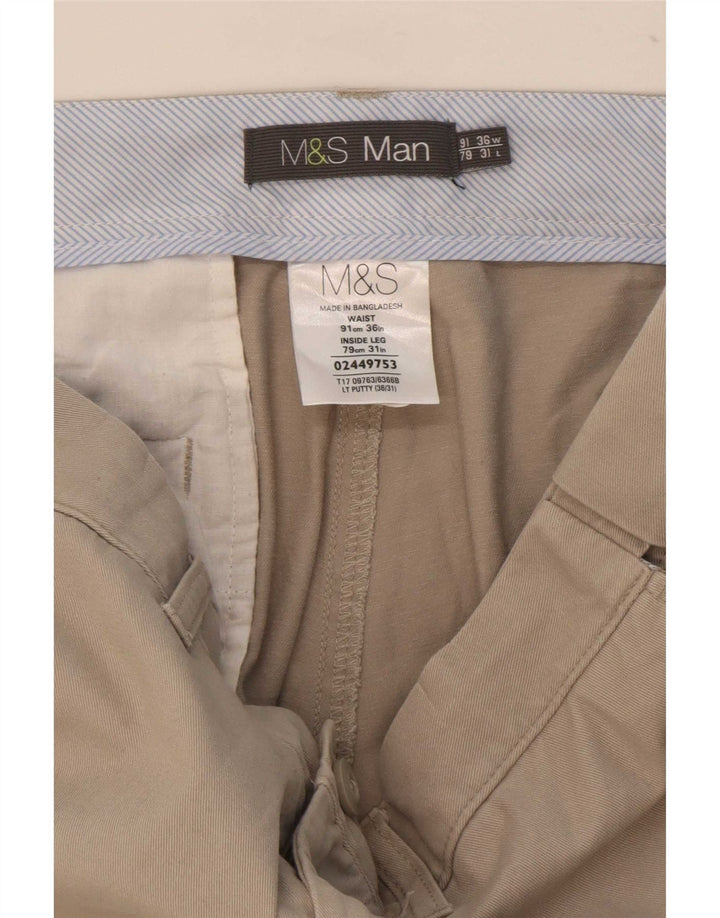 Gerade Herren-Chinohose von Marks & Spencer, W36, L31, Beige, Polyester