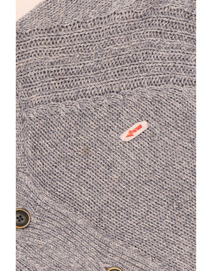 Massimo Dutti Herren-Strickjacke, groß, blau geflecktes Leinen