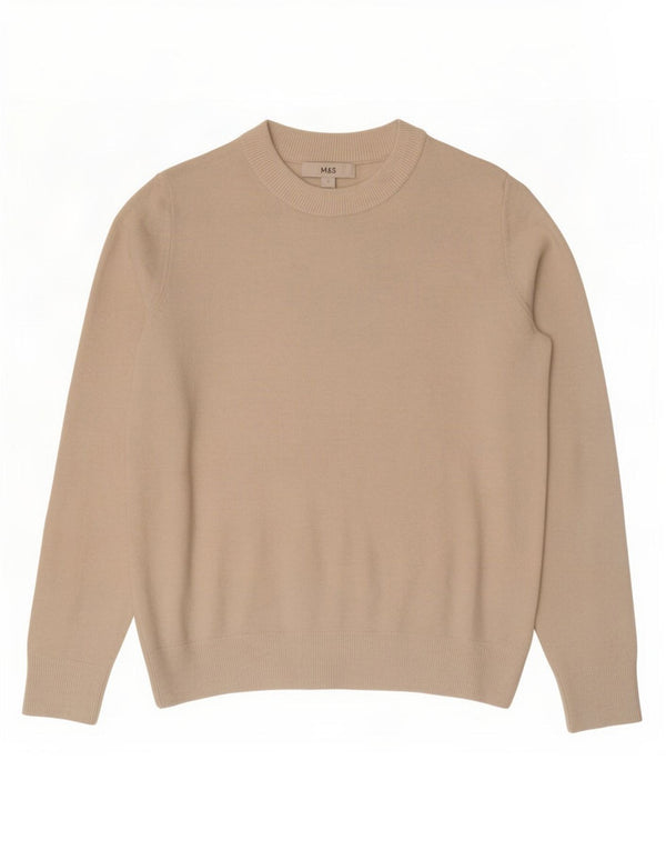 Marks & Spencer Damen-Pullover, übergroß, Rundhalsausschnitt, Gr. 10, Größe S, Beige