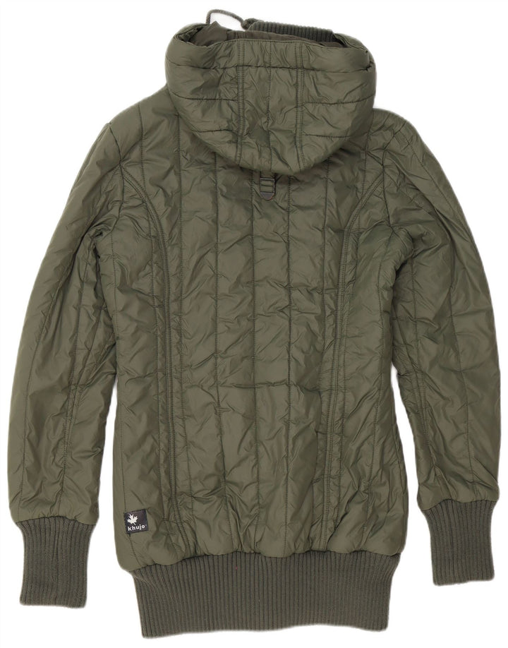 KHUJO Wattierte Damenjacke mit Kapuze, UK 14, Größe L, Grün, Polyester