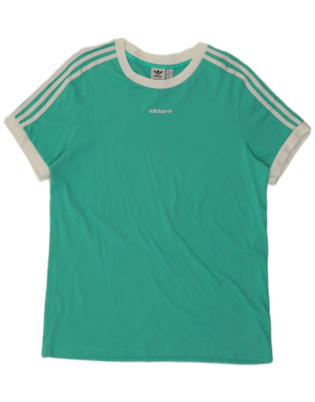ADIDAS Damen T-Shirt Top UK 16 Große grüne Baumwolle
