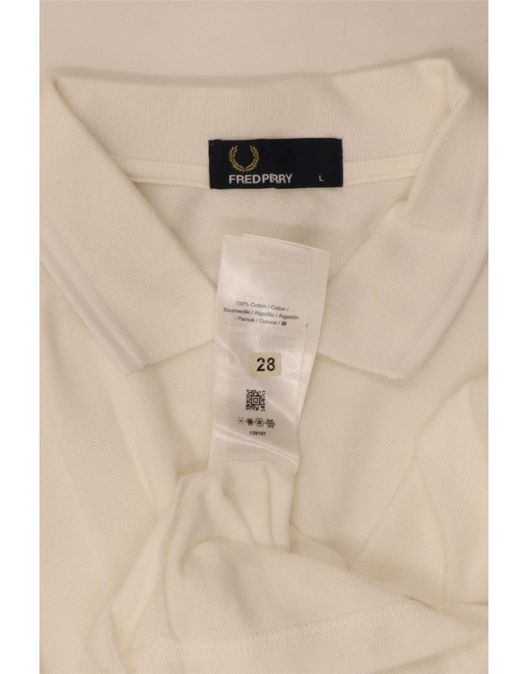 Fred Perry Herren-Langarm-Poloshirt, große weiße Baumwolle