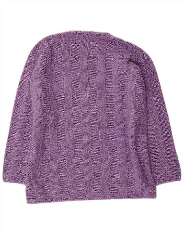 Raffaello Damen Pullover mit V-Ausschnitt IT 48 XL Lila Wolle