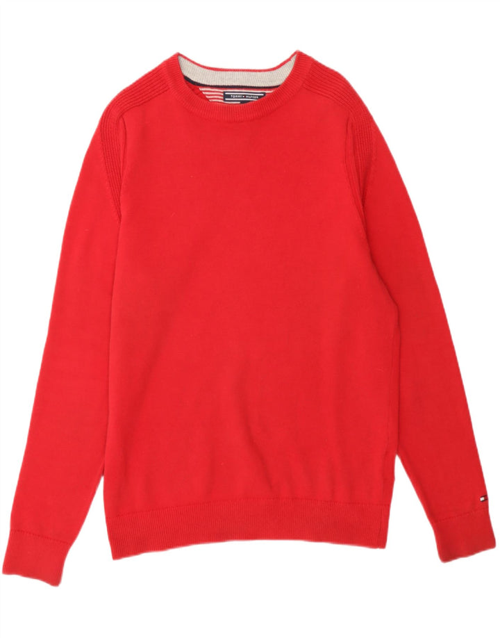 TOMMY HILFIGER Mens Crew Neck Jumper Sweater Small Red Cotton Vintage Tommy Hilfiger and Second-Hand Tommy Hilfiger from Messina Hembry 