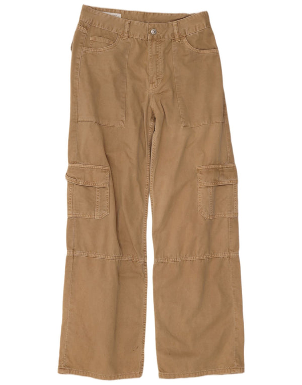 Zara Damen-Cargohose mit lockerer Passform, EU 36, XS, B26, L30, beige Baumwolle