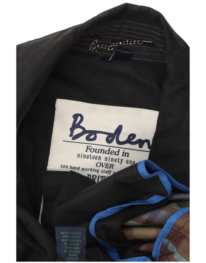 BODEN Herren Trenchcoat UK 40 Große schwarze Baumwolle