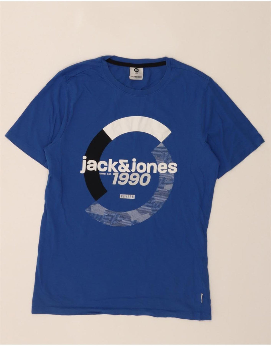 JACK & JONES Mens Graphic T-Shirt Top Small Blue Cotton Vintage Jack & Jones and Second-Hand Jack & Jones from Messina Hembry 