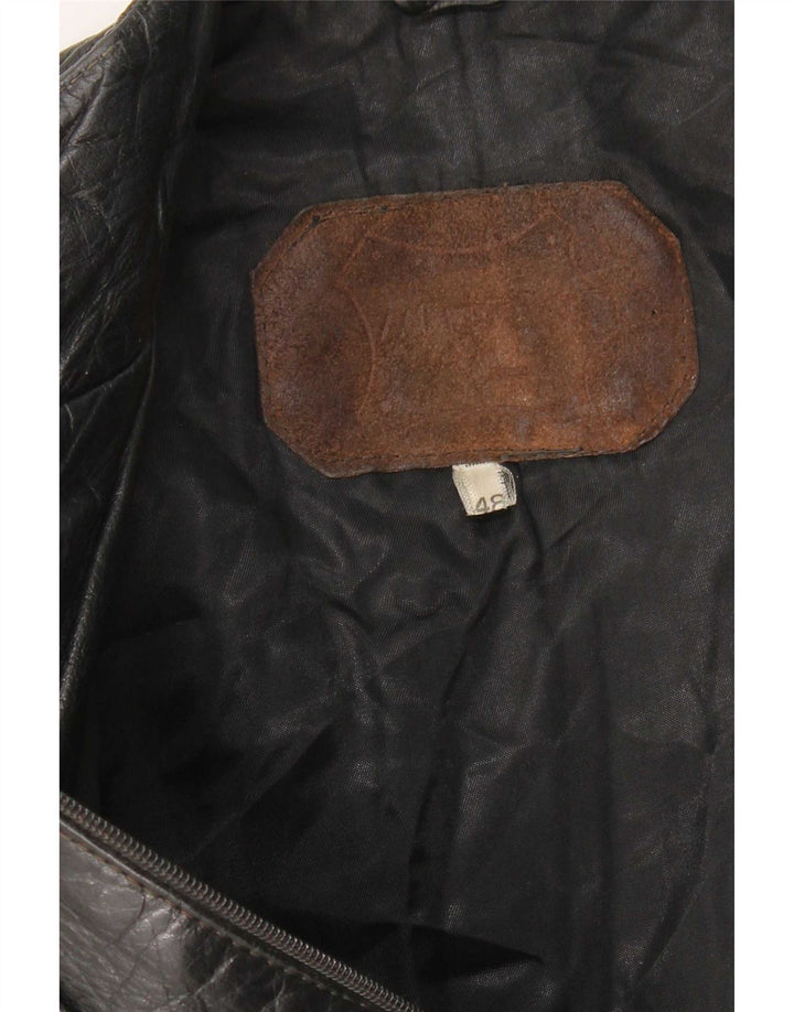 Vintage Damen Lederjacke IT 48 XL Schwarz