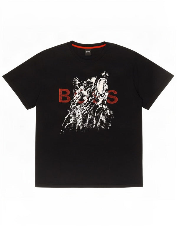Hugo Boss Herren Grafik T-Shirt Top 2XL Schwarz Baumwolle