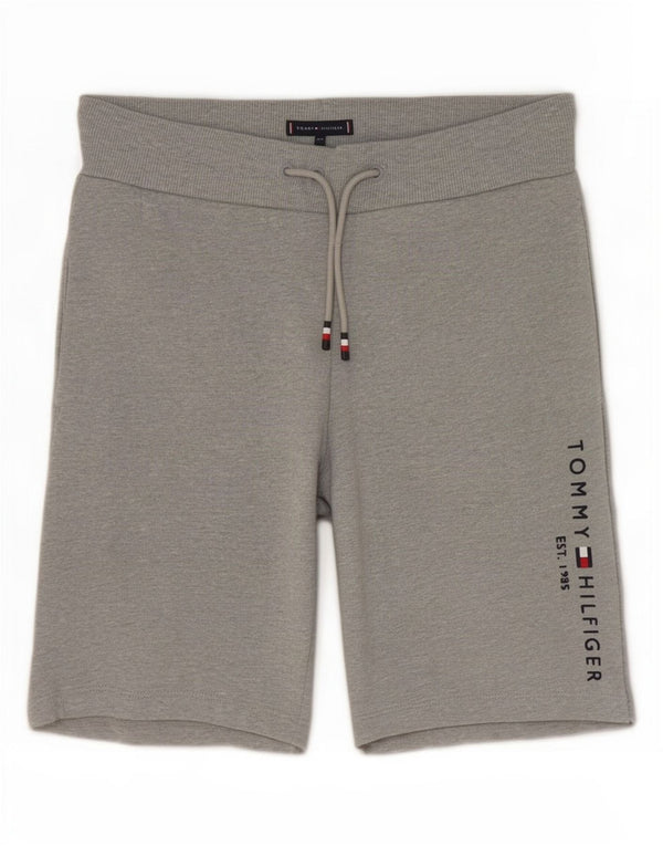 Tommy Hilfiger Jungen-Sportshorts mit Grafik, 13–14 Jahre, grau gefleckte Baumwolle