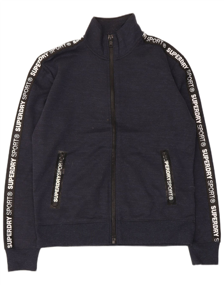 Superdry Herren-Trainingsanzugoberteil mit Grafik, XL, marineblau geflecktes Polyester