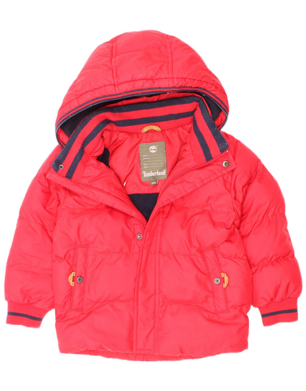 Timberland Jungen wattierte Jacke mit Kapuze, 2–3 Jahre, rotes Polyester