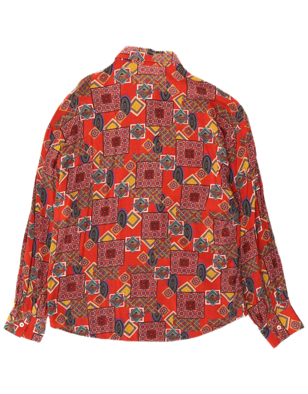 Vintage Herrenhemd Großes rotes Patchwork-Viskose