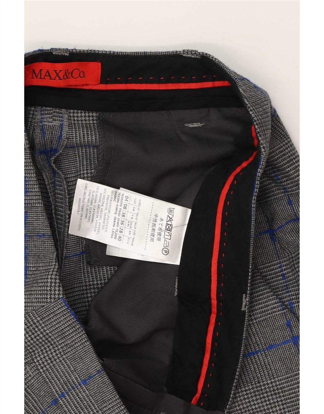 Max & Co. Damen Chinohose UK 8 Small W28 L27 Grauer Hahnentritt