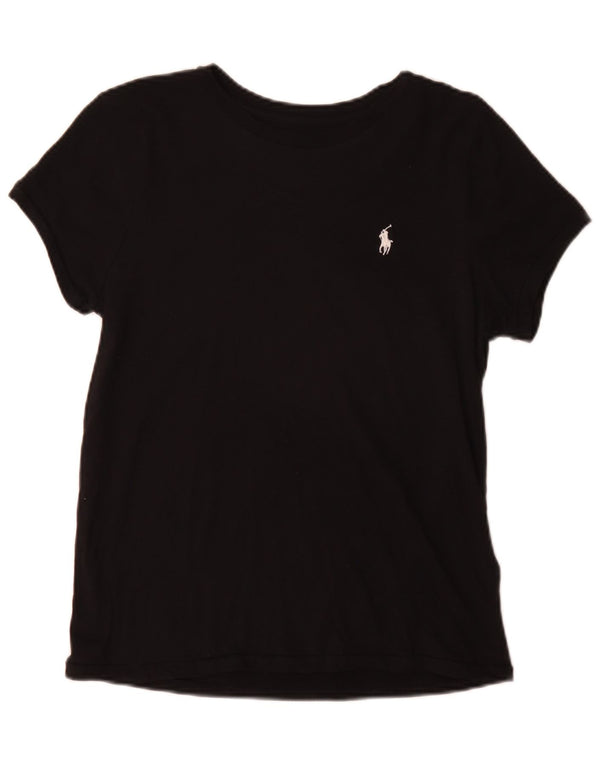 Polo Ralph Lauren Damen T-Shirt Top UK 12 Medium Schwarz Baumwolle