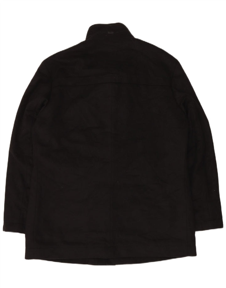 Hugo Boss Herrenmantel EU 56 3XL Schwarze Wolle