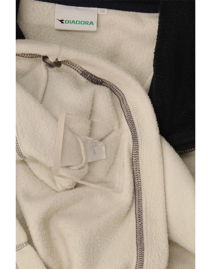 Diadora Herren-Fleecepullover mit Reißverschluss am Hals, 2XL, gebrochenes Weiß, Polyester