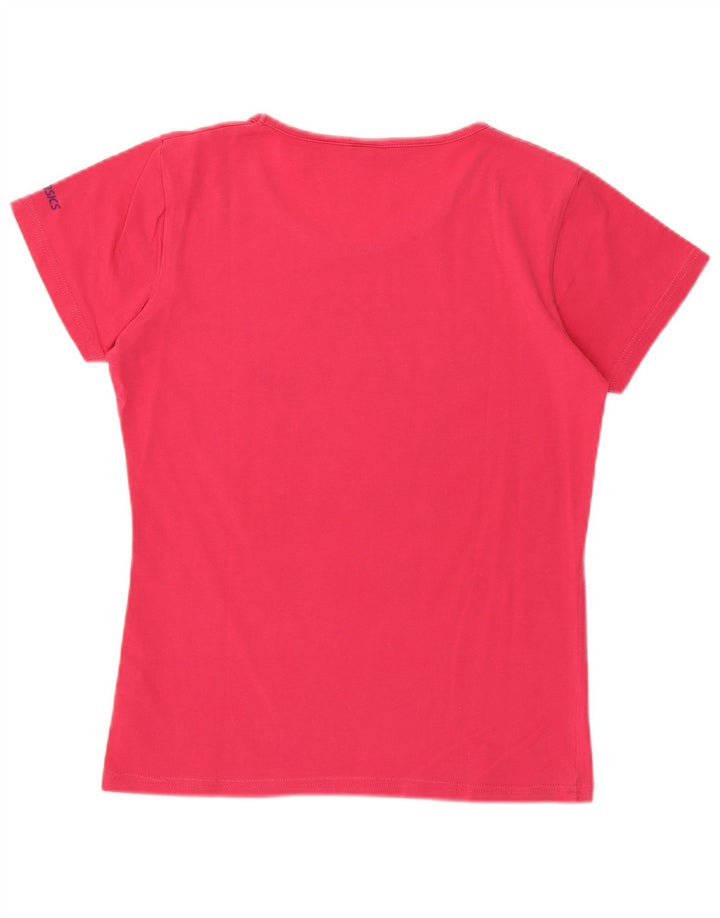 ASICS Damen Grafik T-Shirt Top UK 12 Mittelrosa Baumwolle