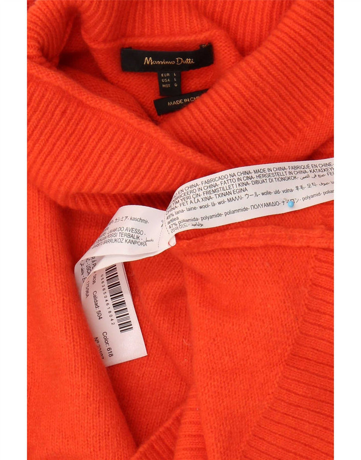 Massimo Dutti Damen Crop Rollkragenpullover Pullover UK 16 Große orange Wolle