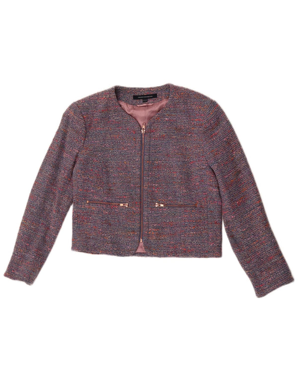 French Connection Damen Crop Blazer Jacke UK 10 Small Blau meliert