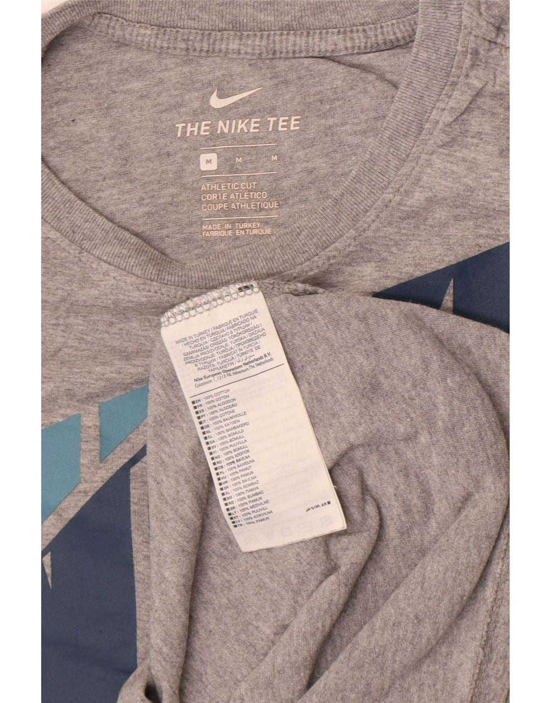 Nike Herren Athletic Cut Graphic T-Shirt-Oberteil aus mittelgrauer Baumwolle
