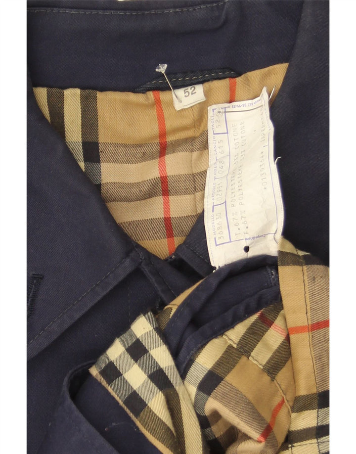 Vintage Herren Mantel IT 52 XL Marineblau Polyester