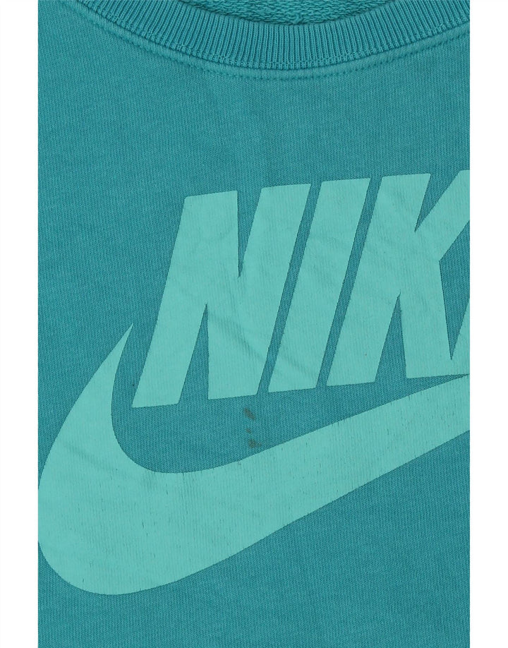 Nike Womens Graphic Oversized Sweatshirt Pullover UK 6 XS Blaue Baumwolle