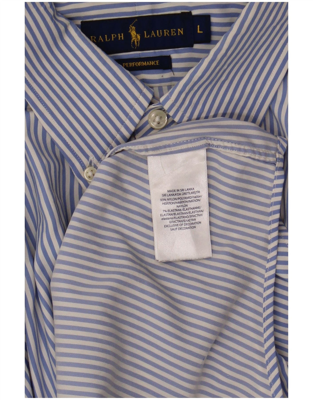 Ralph Lauren Herren-Hemd, groß, blau gestreift, Nylon