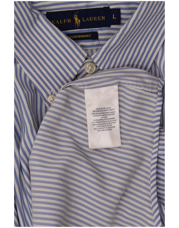 Ralph Lauren Herren-Hemd, groß, blau gestreift, Nylon