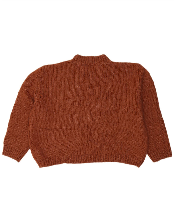 Zara Damen Crop Rollkragenpullover Pullover UK 14 Mittelbraun gefleckt