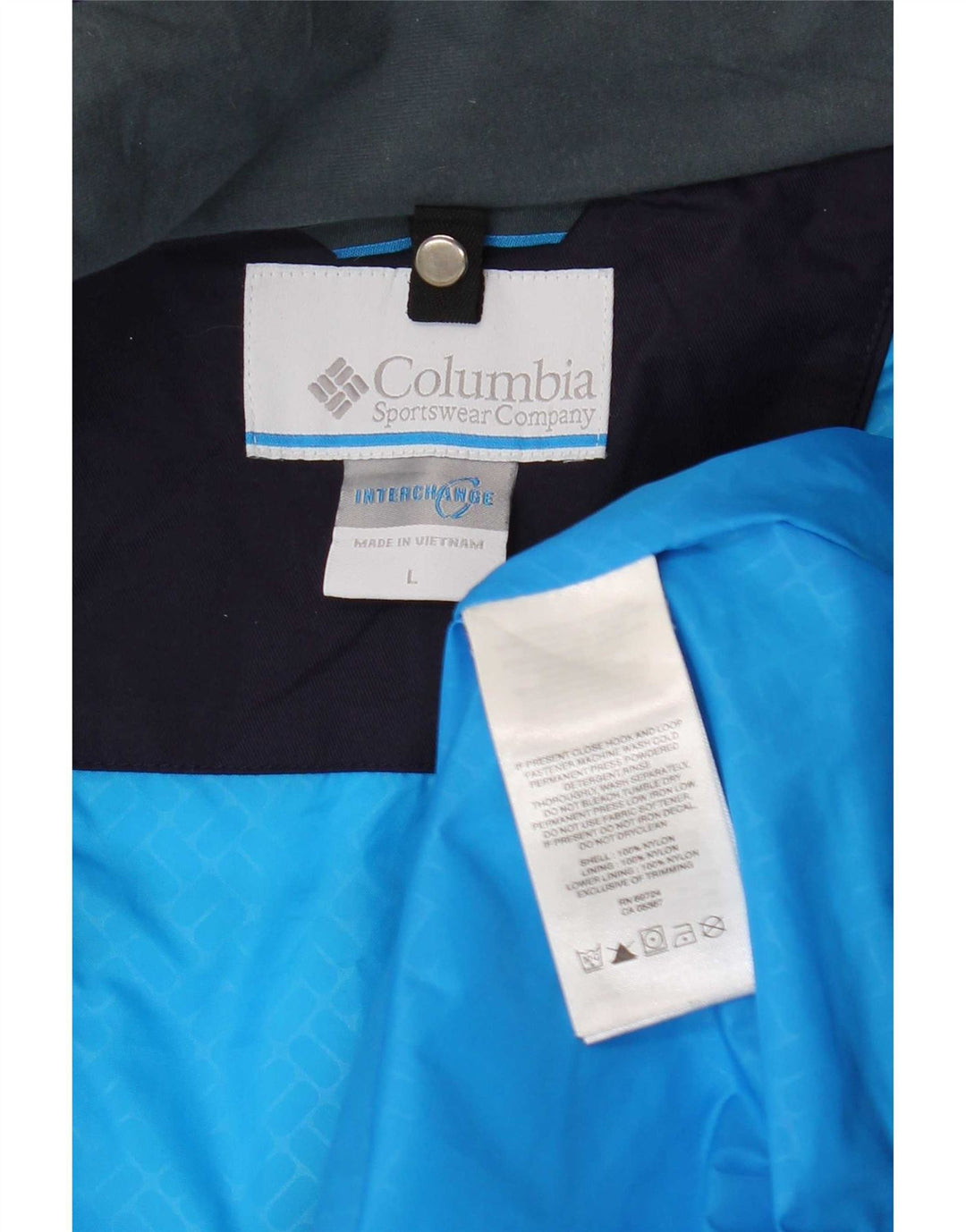 Columbia Herren Interchange Kapuzen-Regenjacke UK 40 Large Blue Colourblock