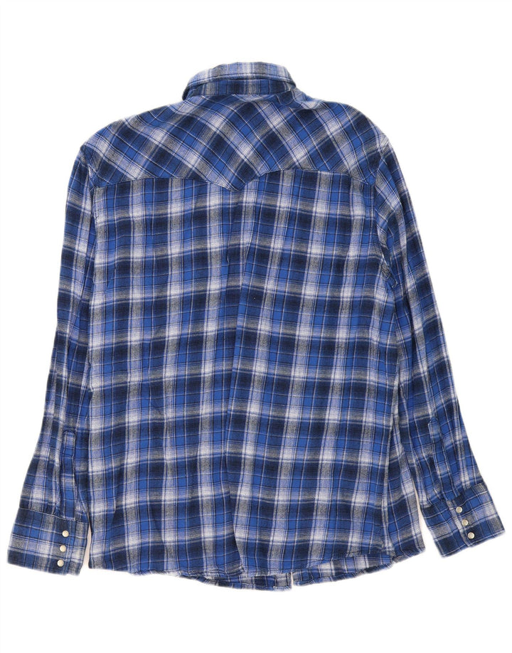 Wrangler Herren-Flanellhemd XL, blau kariert, Baumwolle