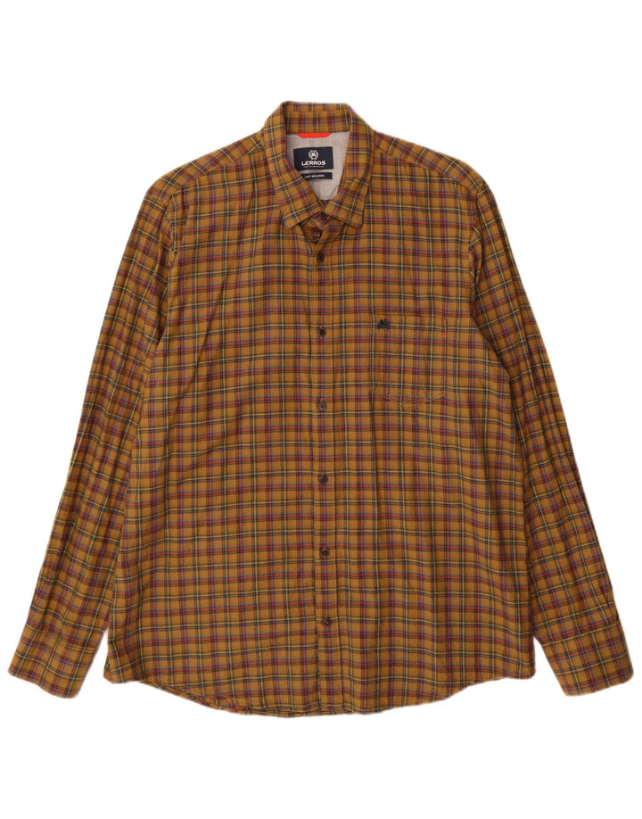 Lerros Herren-Flanellhemd XL, Khaki, kariert, Baumwolle