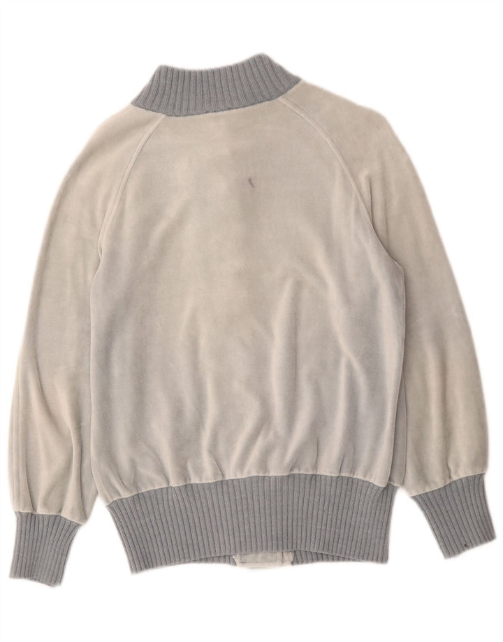 Vintage Damen Velours Cardigan Pullover IT 42 Mittelgrau