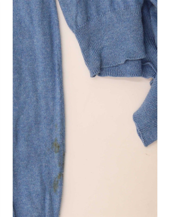 Chaps Herren-Pullover mit V-Ausschnitt aus mittelblauer Baumwolle