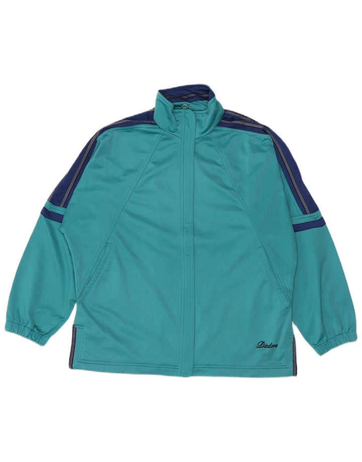 Diadora Damen-Trainingsanzug-Top-Jacke, UK 12, Mitteltürkis, Farbblock