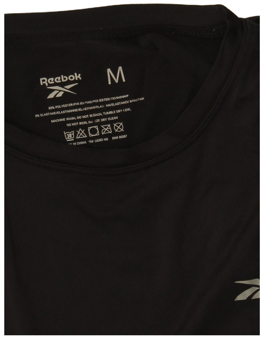 Reebok Herren T-Shirt Top Medium Schwarz Polyester