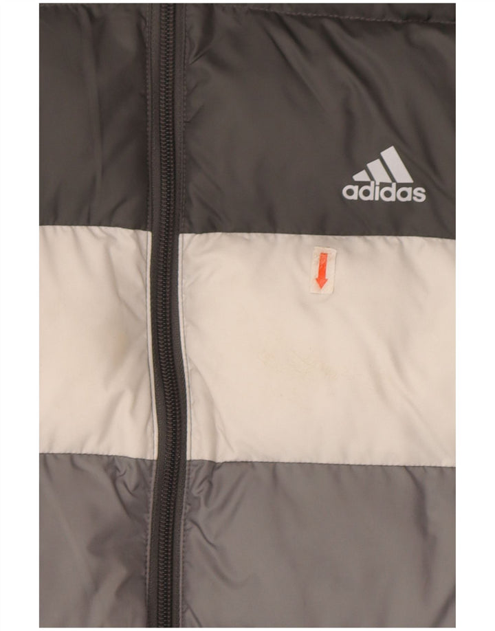 Adidas Wattierte Jacke mit Kapuze für Jungen, 13–14 Jahre, graues Colourblock-Polyester