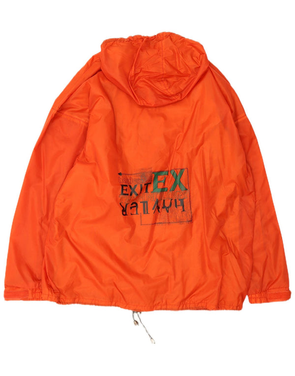 Vintage Herren Grafische Kapuzen-Windbreakerjacke UK 42 XL Orange Sports