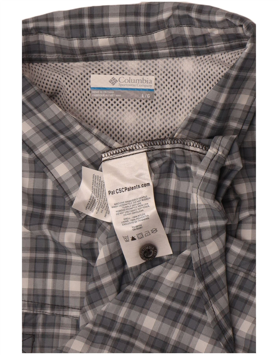 Columbia Herren-Hemd, groß, grau kariert, Nylon