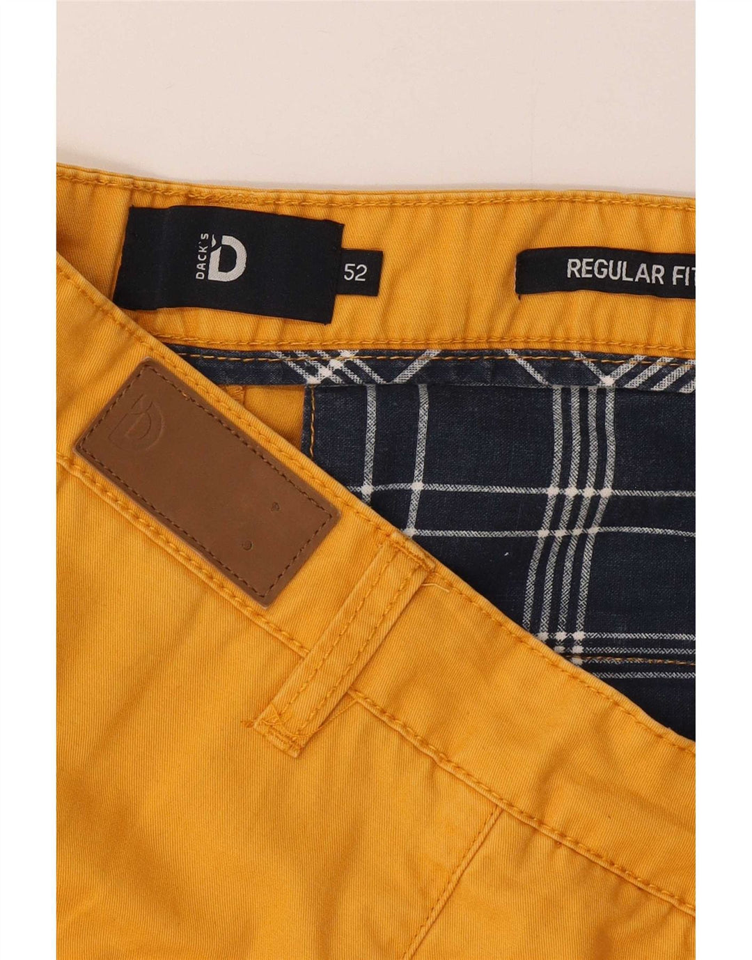 Dack's Herren-Chinoshorts mit normaler Passform, Größe 52, XL, W38, gelbe Baumwolle