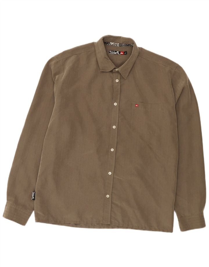 Quiksilver Herren-Hemd, groß, Khaki, Nadelstreifen, Modal