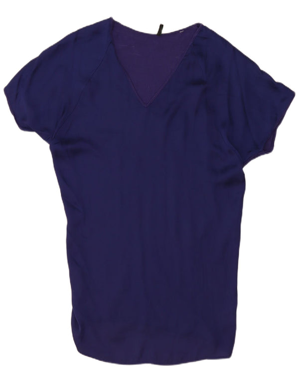 Benetton Damen-Basic-Kleid mit entspannter Passform, UK 14, mittlere marineblaue Viskose