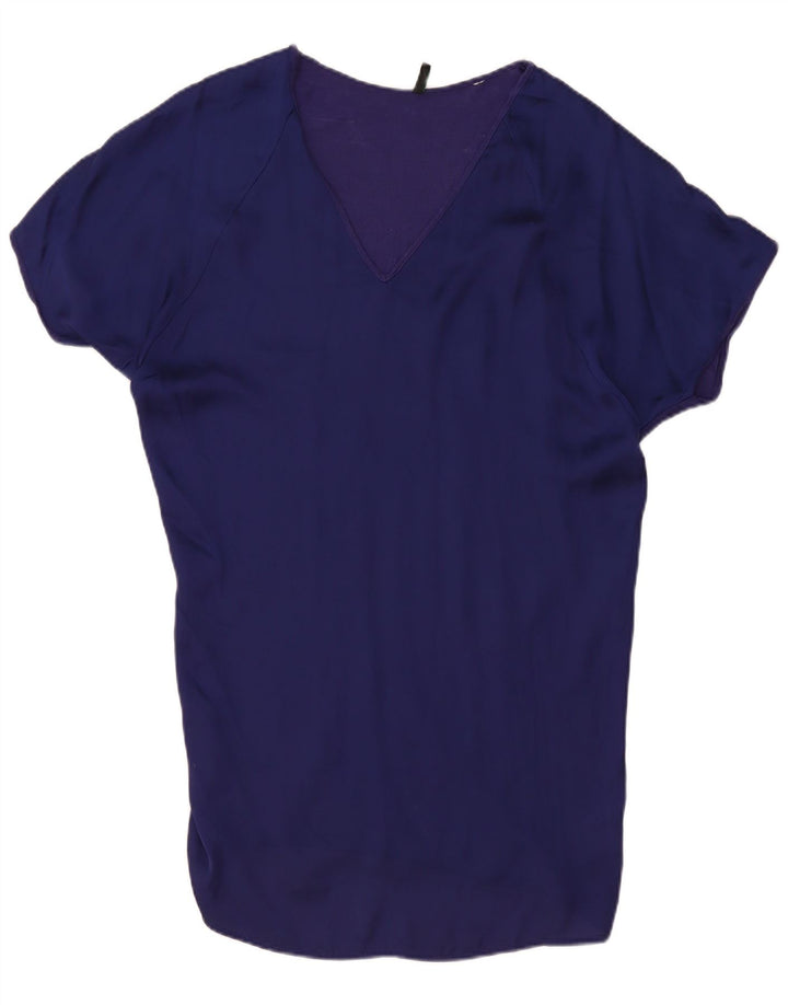 Benetton Damen-Basic-Kleid mit entspannter Passform, UK 14, mittlere marineblaue Viskose