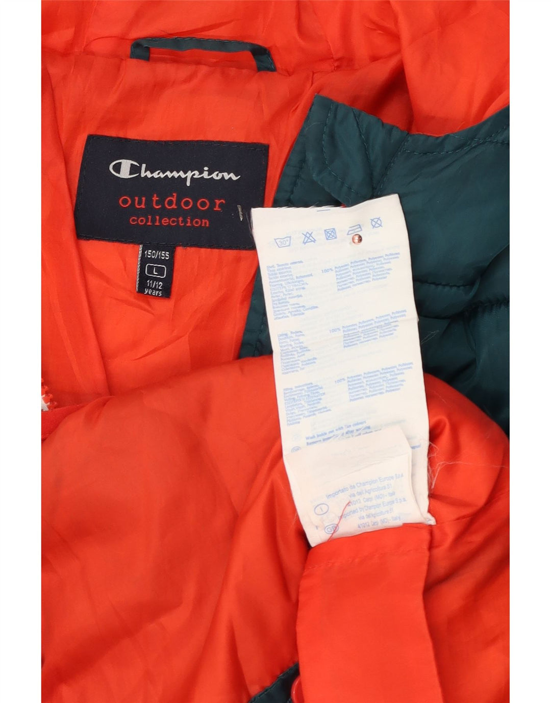 Champion Wattierte Jacke mit Kapuze für Jungen, 11–12 Jahre, Größe L, Grün, Polyester