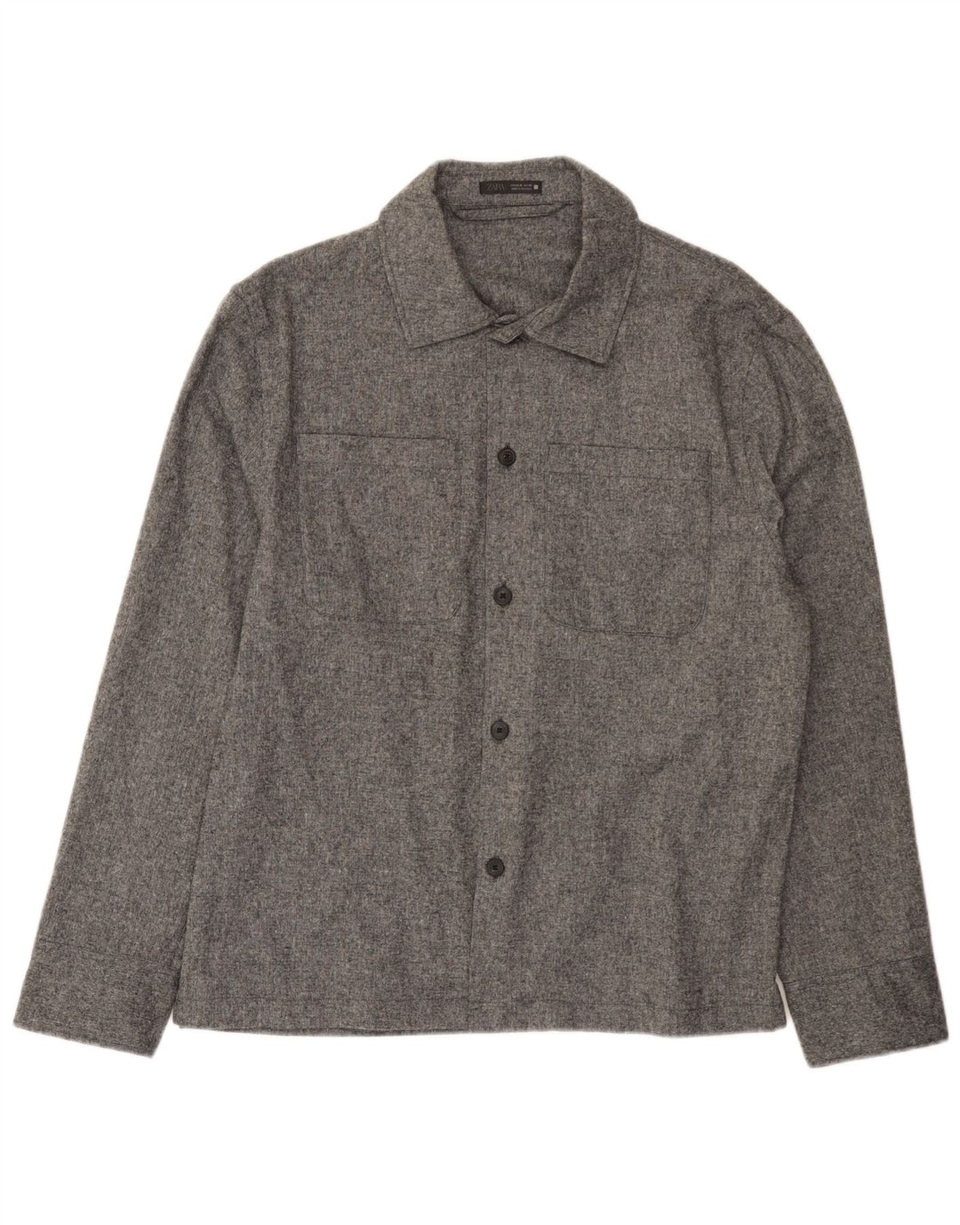 Zara Herren Overshirt-Hemd Mittelgraues Acryl