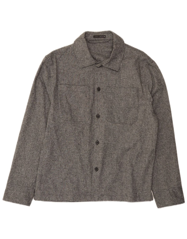 Zara Herren Overshirt-Hemd Mittelgraues Acryl