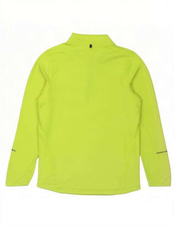 Nike Mens Dri Fit Zip Neck Top Long Sleeve Small Yellow Polyester
