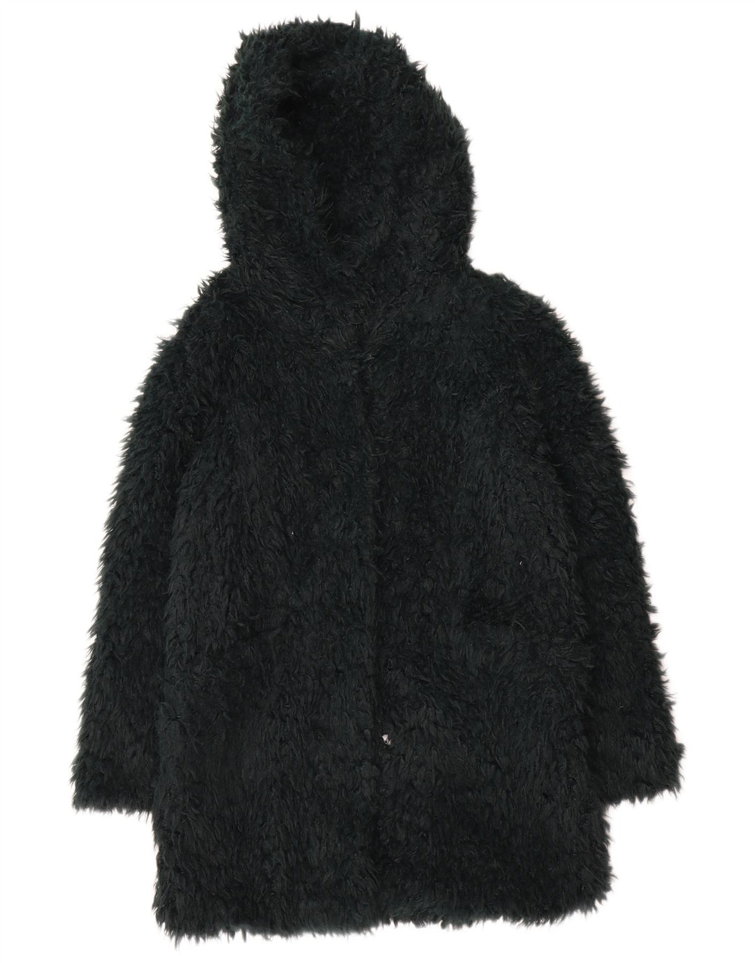 Zara Damen Teddy-Kapuzenmantel UK 14 Mittelgrün
